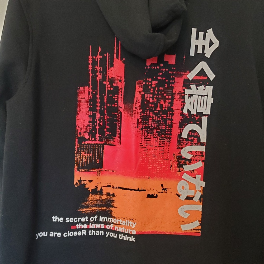 Brooklyn Cloth Mens Black Graphic Hoodie Skull Immortality Streetwear Size M - Picture 9 of 15